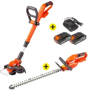 Coupe-Bordure sans Fil 18v Li-Ion + Taille Haie sans Fil 550mm 18v Li-Ion + 2xbatteries 18v 2ah + Chargeur Rapide 18v Korman