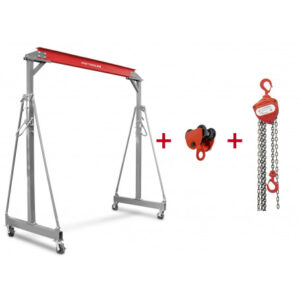 Grue à Portique 2t + Palan à Chaînes avec Chariot Intégré 2000kg Mw Tools