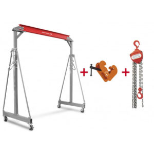 Grue à Portique 3t + Palan à Chaînes avec Pince à Poutre Mw Tools